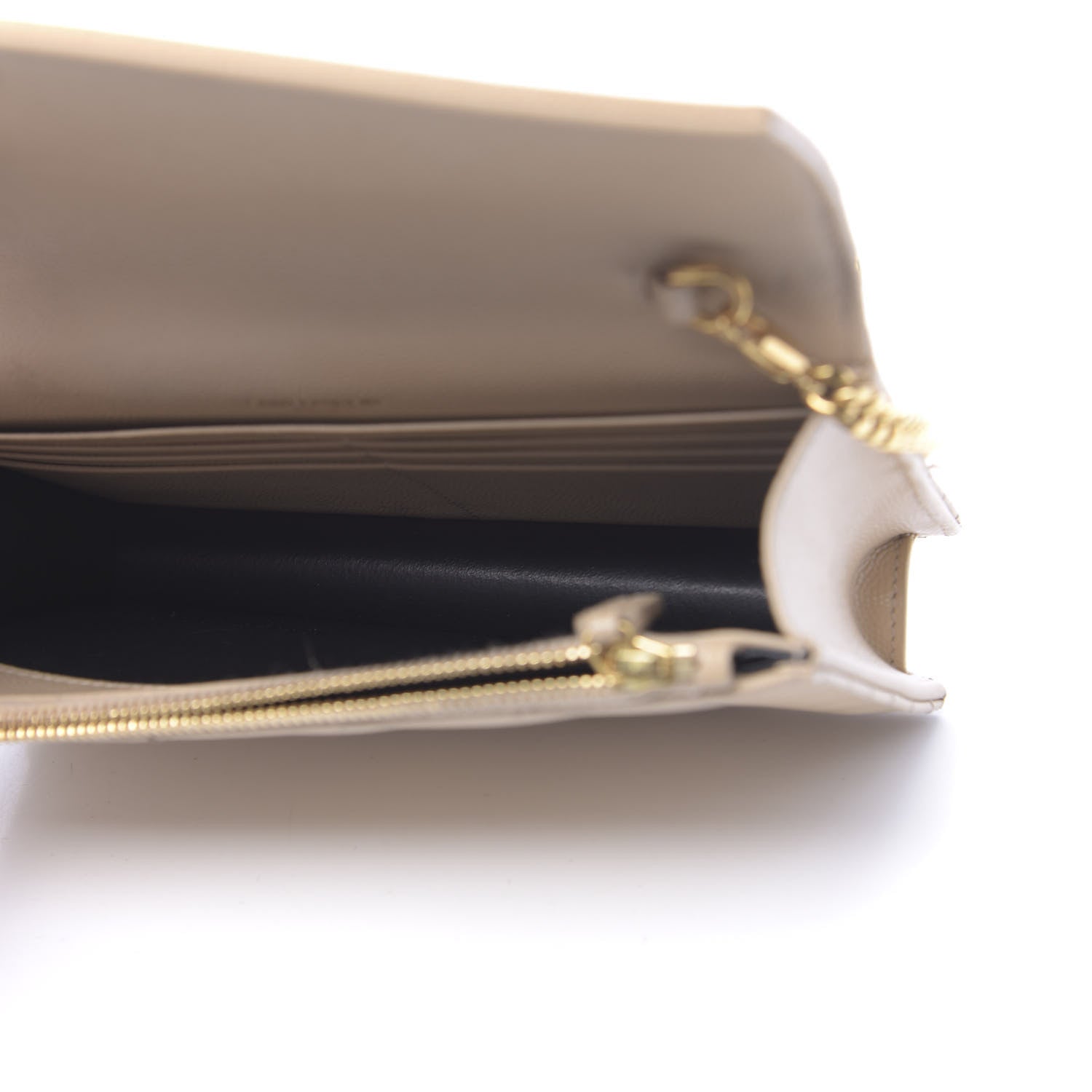 Saint Laurent Grain De Poudre Matelasse Chevron Monogram Envelope Chain Wallet Nude Powder 4 of 14