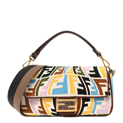 Fendi X SARA COLEMAN Canvas Vitello King Seta FF Fish Eye Embroidered Baguette Grezzo Multicolor Ghianda 1 of 9