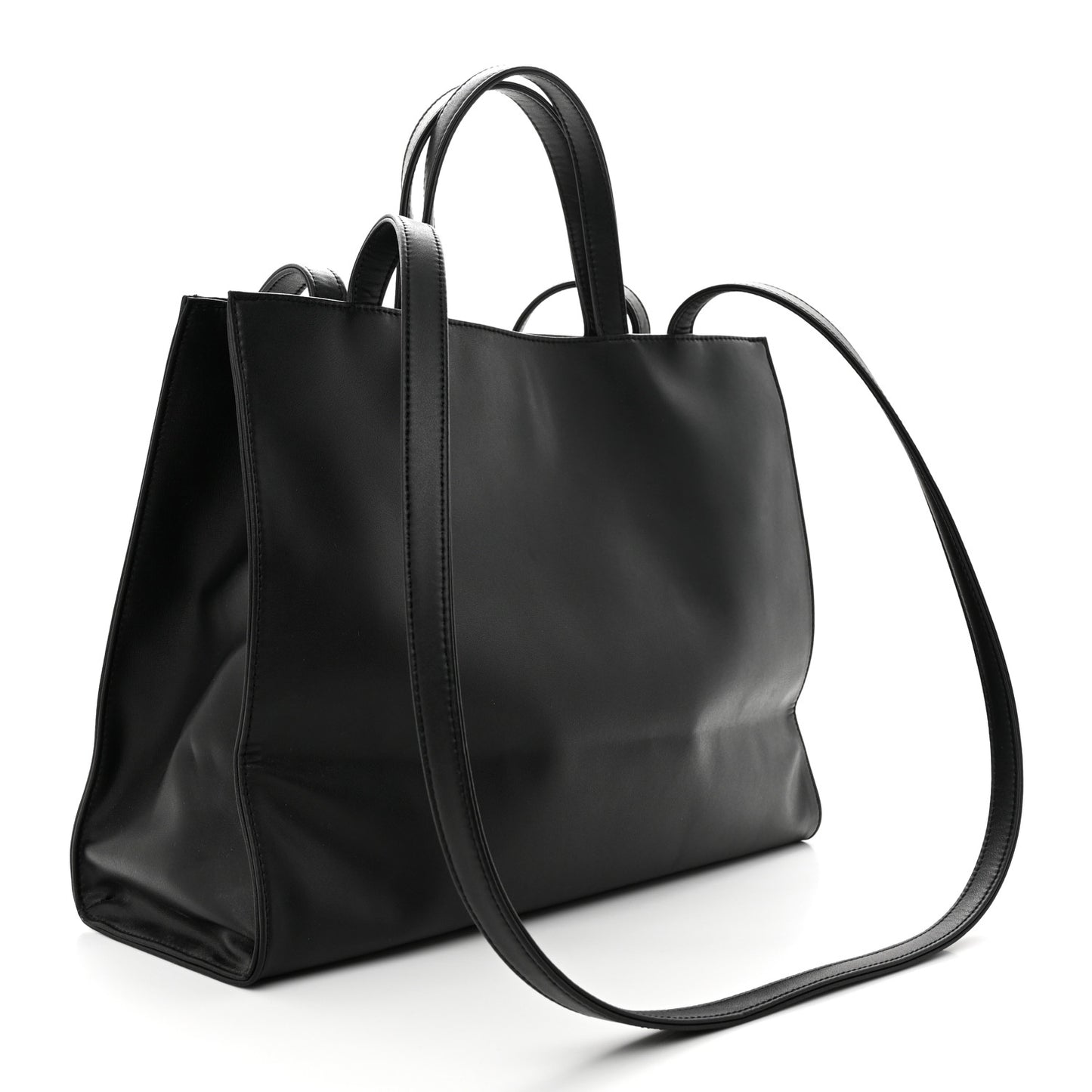 Vegan Leather Medium Shopping Bag Black