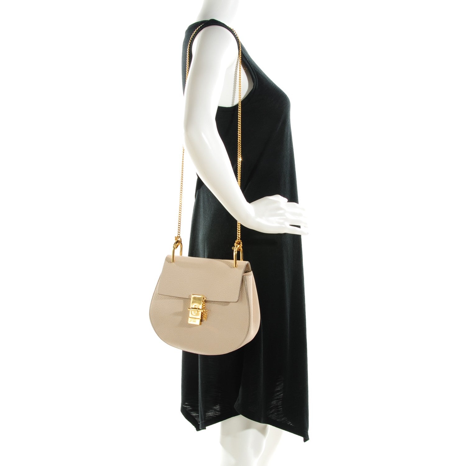 Chloe Grained Calfskin Medium Drew Shoulder Bag Abstract White 2 of 9
