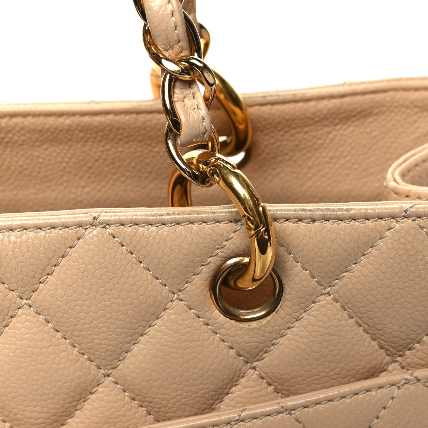 Caviar Quilted Grand Shopping Tote GST Beige Clair