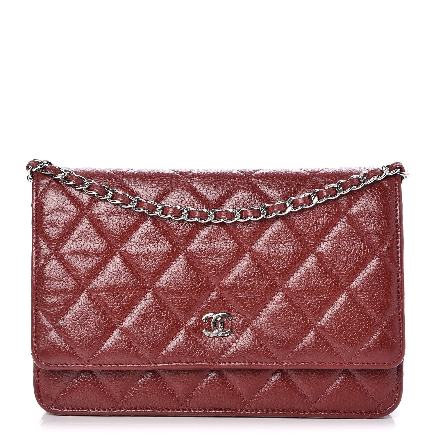 Chanel Caviar Quilted Wallet On Chain WOC Burgundy 1 of 8