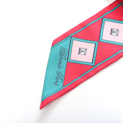 Hermes Silk Colliers Et Chiens Twilly Framboise Vert Rose 3 of 3