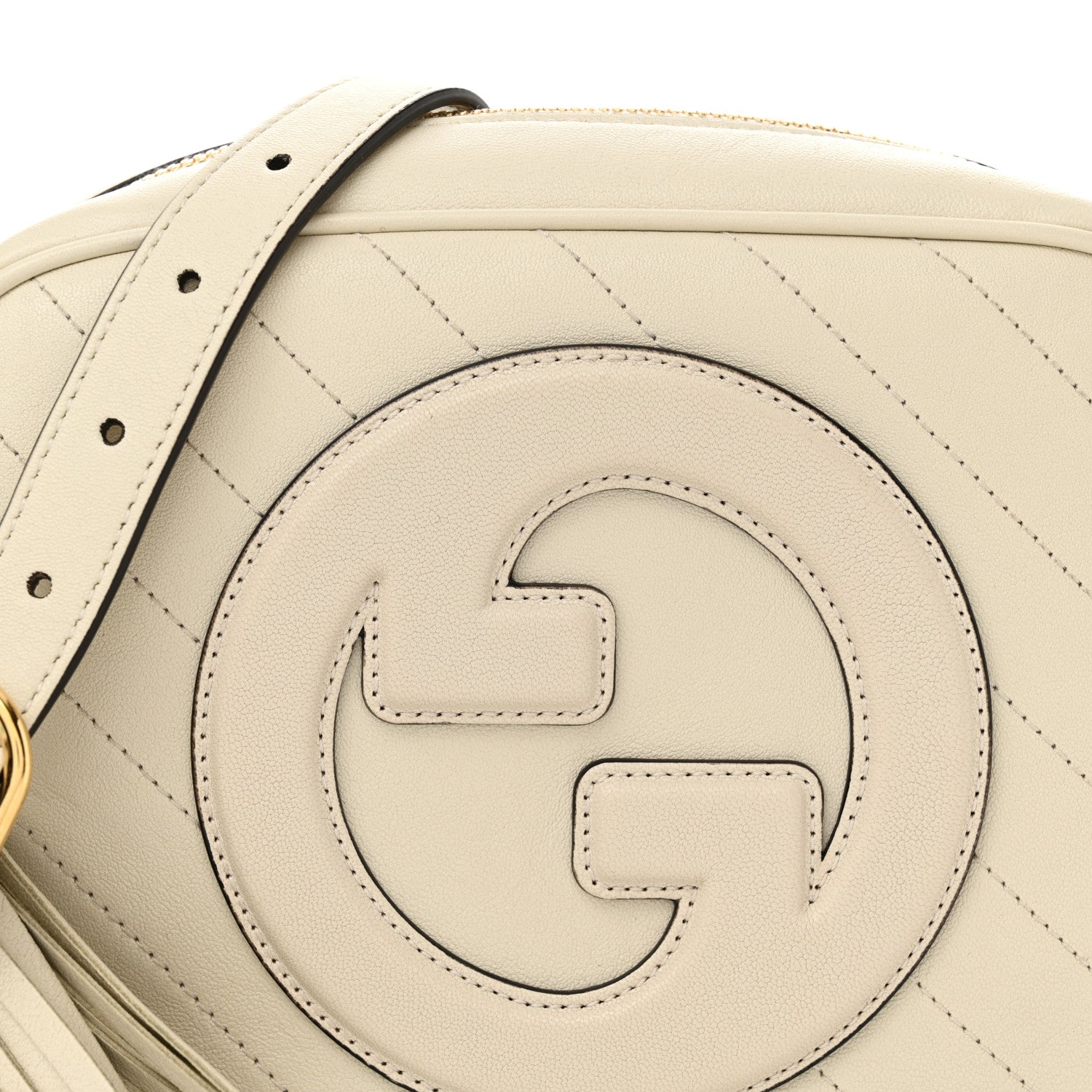 Gucci Sakai Be Green Calfskin Diagonal Stitched Small Blondie Shoulder Bag Mystic White 8 of 12