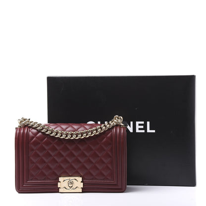 Chanel Lambskin Quilted Medium Boy Flap Burgundy 10 of 10