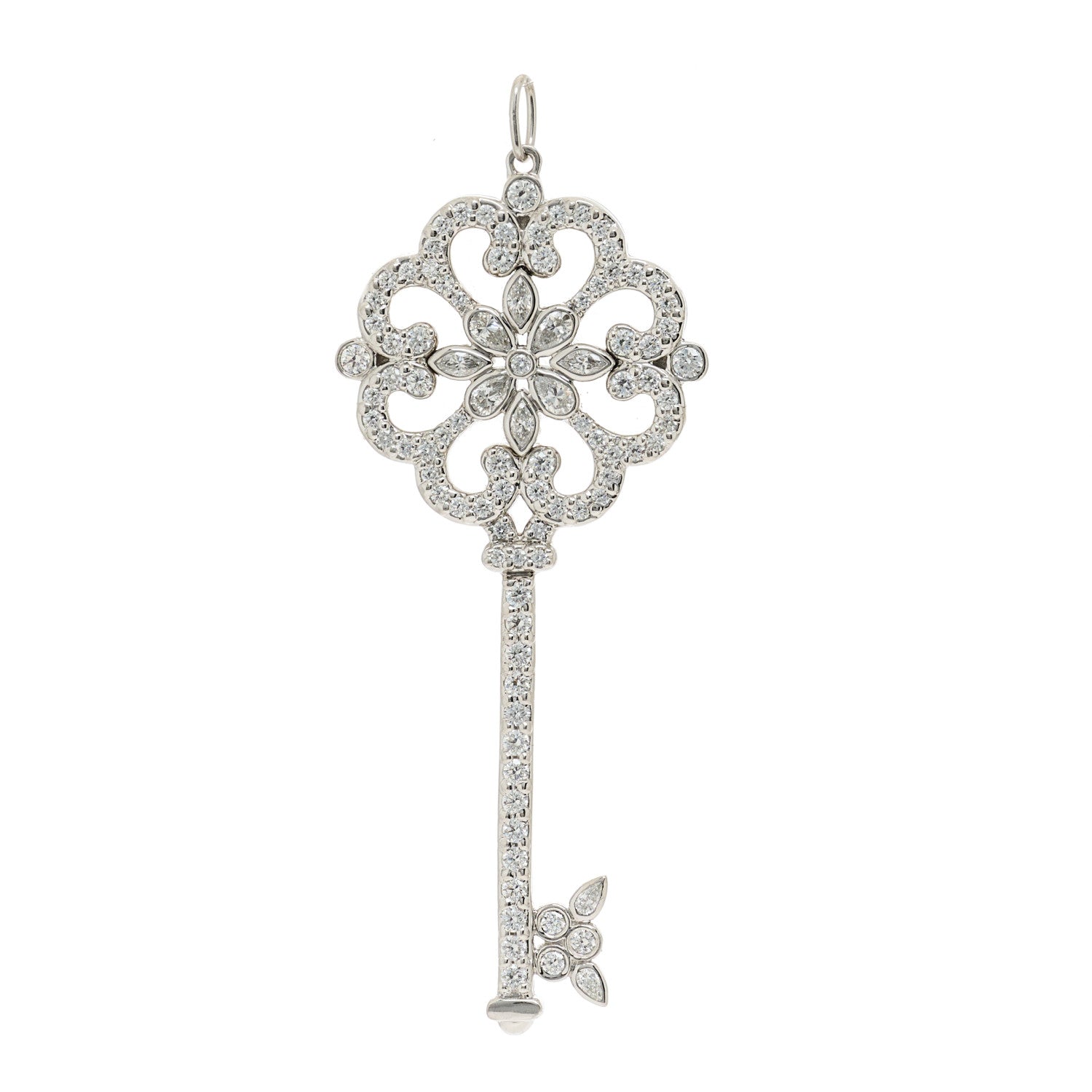 Tiffany Platinum Diamond Enchant Primrose Key Pendant 1 of 4