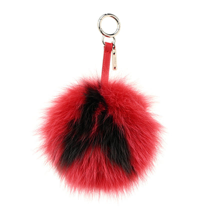 Fendi Fox Fur Shiny Nappa Bi-Color A ABCharm Bag Charm Rosso Chiaro Moro Strawberry 1 of 5