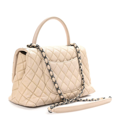 Chanel Caviar Quilted Small Coco Handle Flap Light Beige 3 of 10