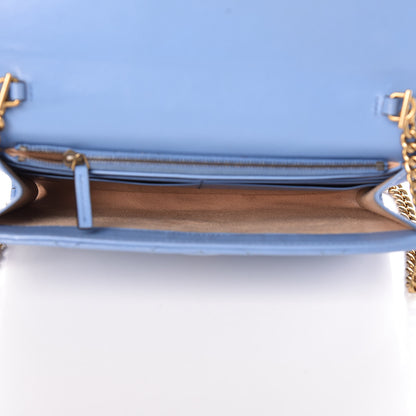 Gucci Calfskin Matelasse Mini GG Marmont Chain Wallet Clear Sky Blue 6 of 13