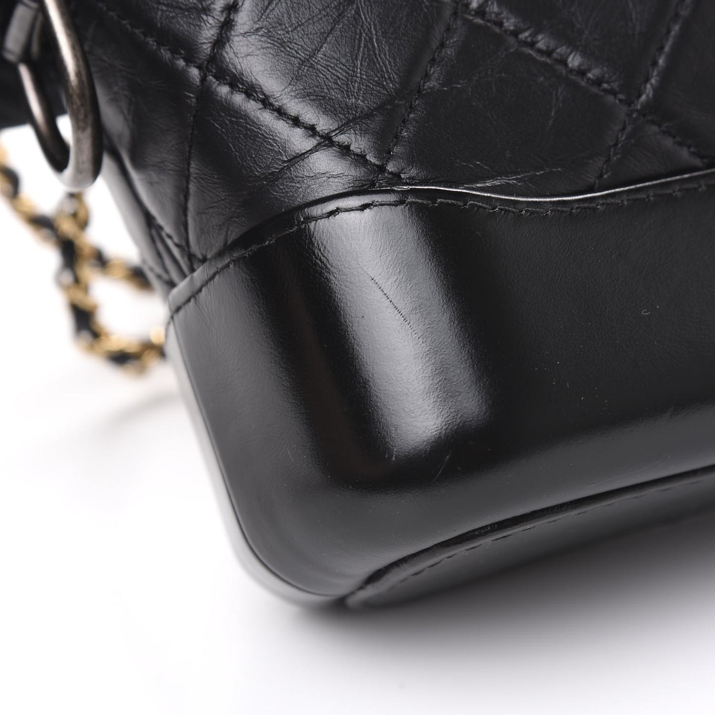 Aged Calfskin Quilted Small Gabrielle Hobo Black