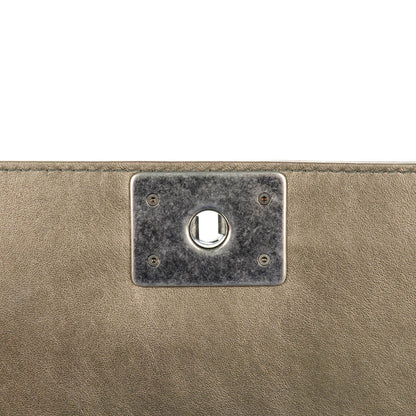 Chanel Metallic Lambskin Perforated New Medium Boy Flap Dark Silver 5 of 8
