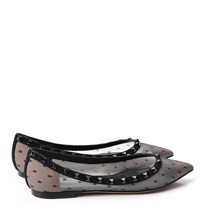 Valentino Garavani Mesh Point d'Esprit Rockstud Ballerina Flats 39 Black 4 of 9