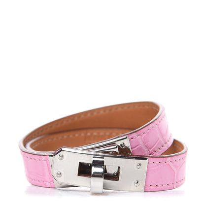 Hermes Matte Alligator Kelly Double Tour Bracelet T2 5P Pink 1 of 6