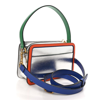 Gucci Laminated Textured Dollar Calfskin Good Game Interlocking G Top Handle Shoulder Bag Silver 3 of 10