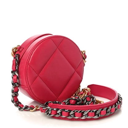 Chanel Goatskin Quilted Chanel 19 Round Clutch With Chain Dark Pink 2 of 11