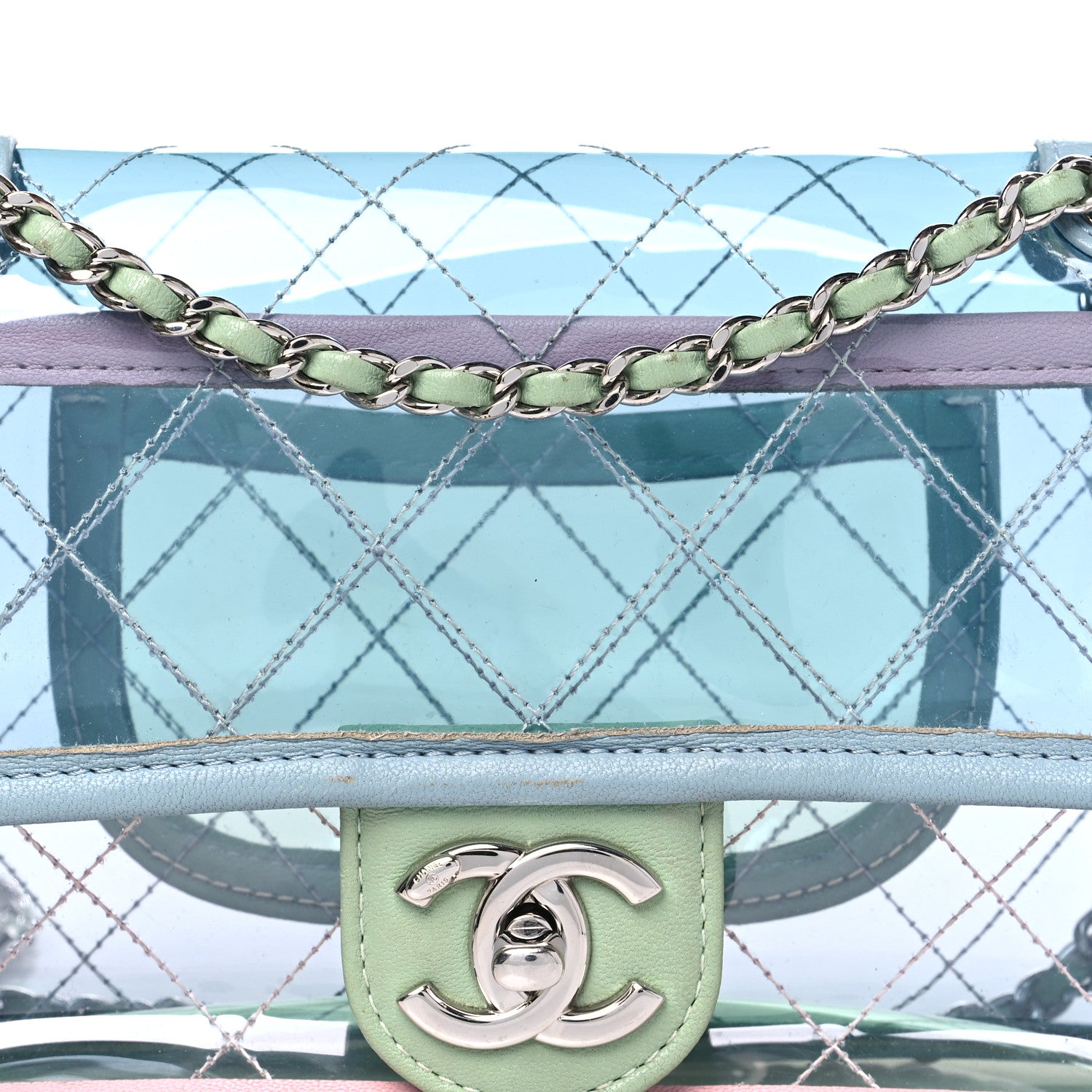 Chanel Lambskin PVC Quilted Mini Coco Splash Flap Blue Green 8 of 12