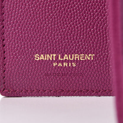 Saint Laurent Grain De Poudre Matelasse Chevron Monogram Zipped Card Case Dark Grape 6 of 9