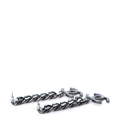 Chanel Metal CC Pick Drop Earrings Ruthenium 3 of 5