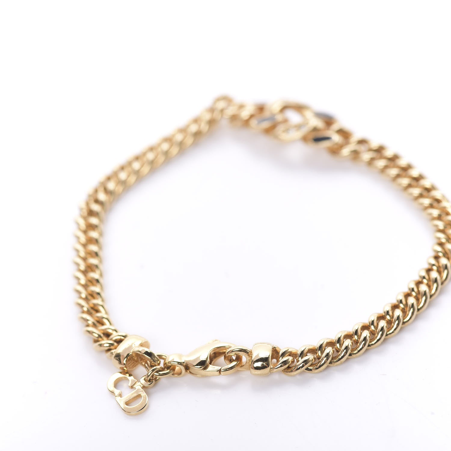 Christian Dior Crystal Enamel Chain Bracelet Gold 3 of 4