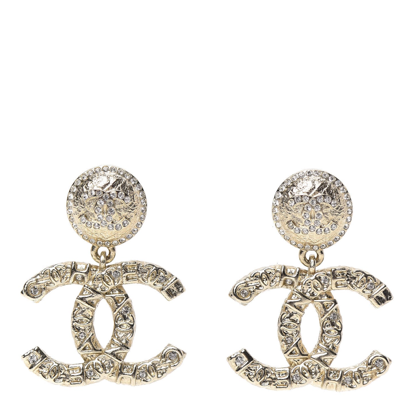Crystal CC Drop Earrings Gold