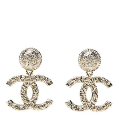 Chanel Crystal CC Drop Earrings Gold 1 of 5