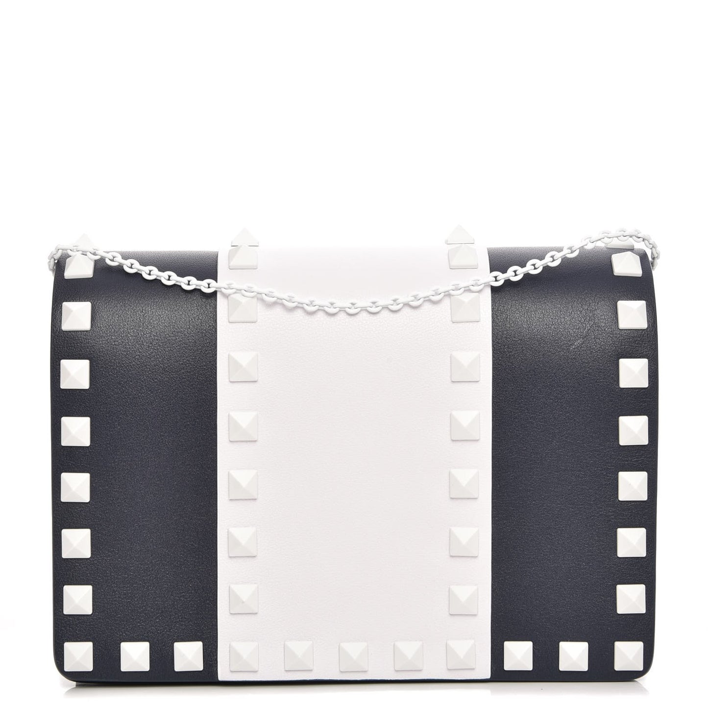 Vitello Colorblock Free Rockstud Wallet on Chain Marine Optic White