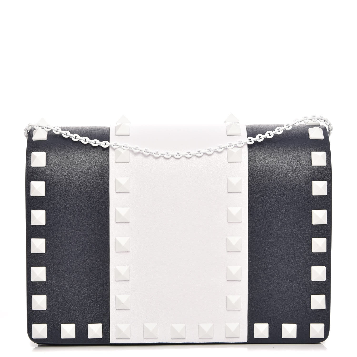 Valentino Garavani Vitello Colorblock Free Rockstud Wallet on Chain Marine Optic White 1 of 6