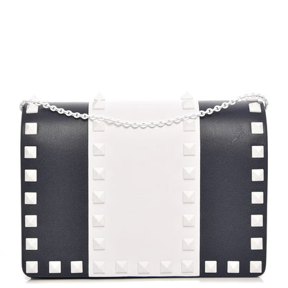 Valentino Garavani Vitello Colorblock Free Rockstud Wallet on Chain Marine Optic White 1 of 6
