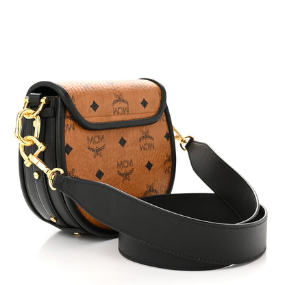 MCM Visetos Mini Patricia Round Crossbody Wallet Cognac Black 3 of 10
