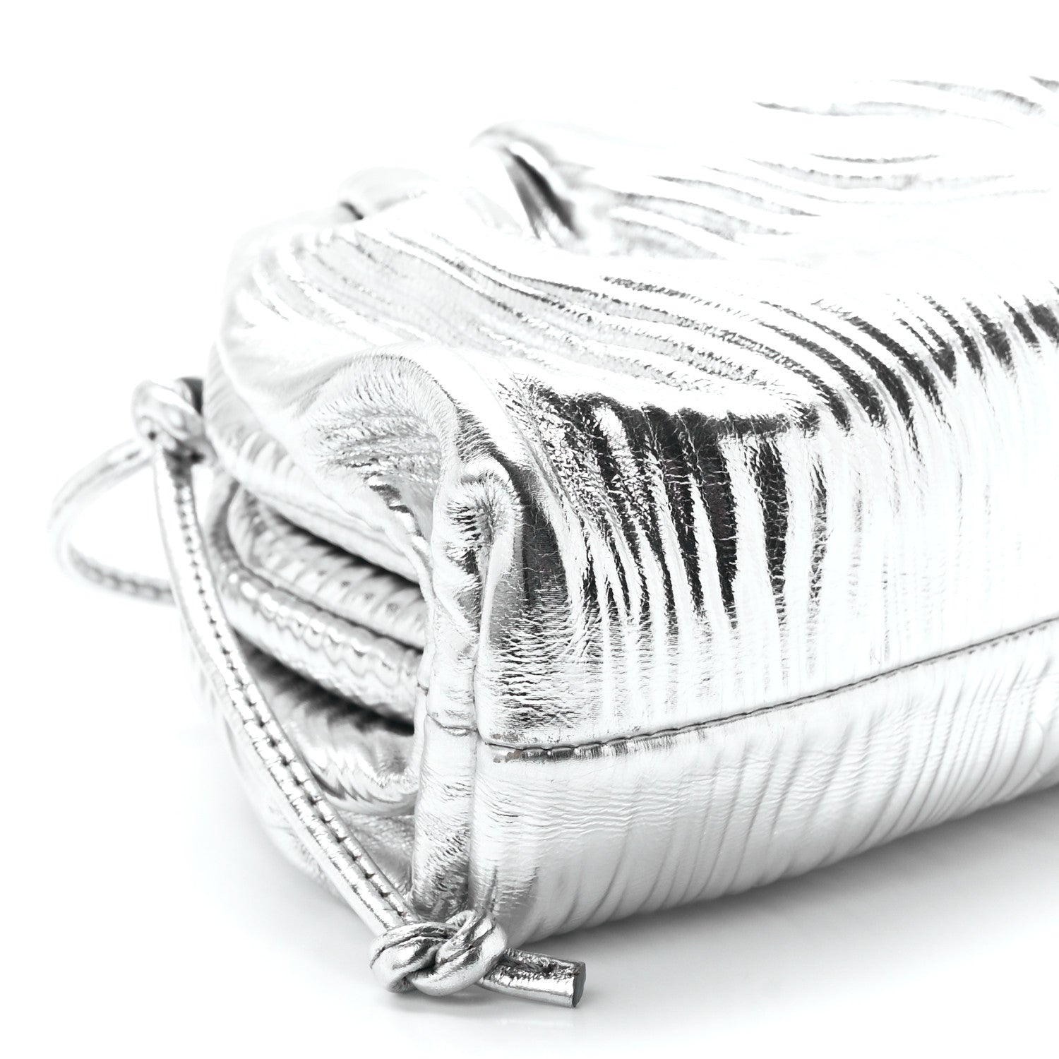 Bottega Veneta Metallic Bark Calfskin The Mini Pouch Silver 11 of 12