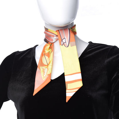Hermes Silk Sea Surf and Fun Twilly Orange Jaune Camel 2 of 8