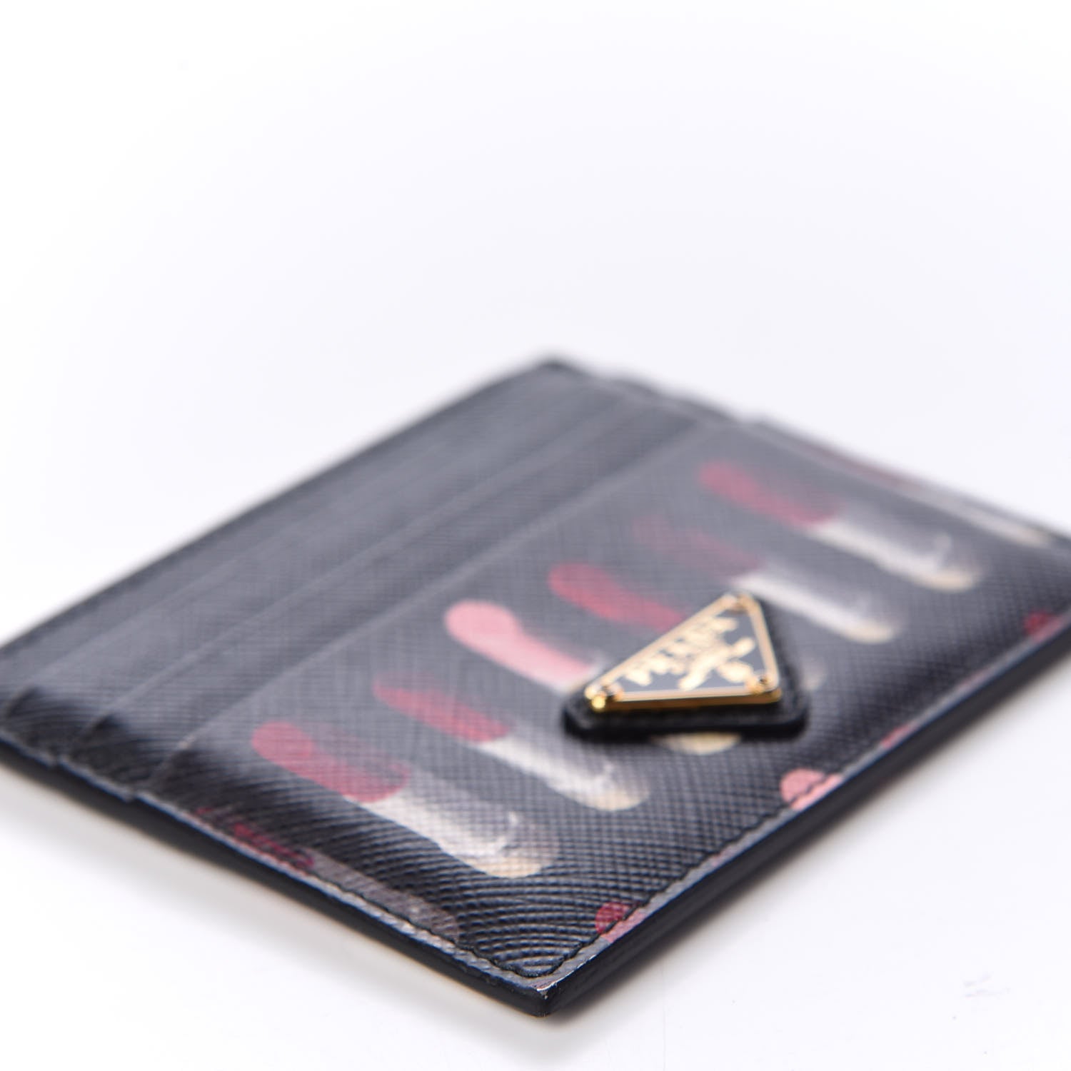 Prada Saffiano Lipstick Print Card Holder Black 3 of 7