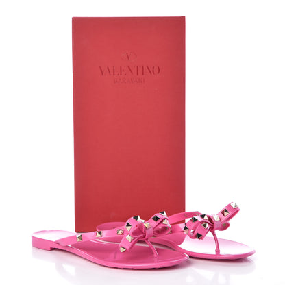 Valentino Garavani PVC Jelly Rockstud Bow Thong Sandals 37 Fuxia Fluo 10 of 10