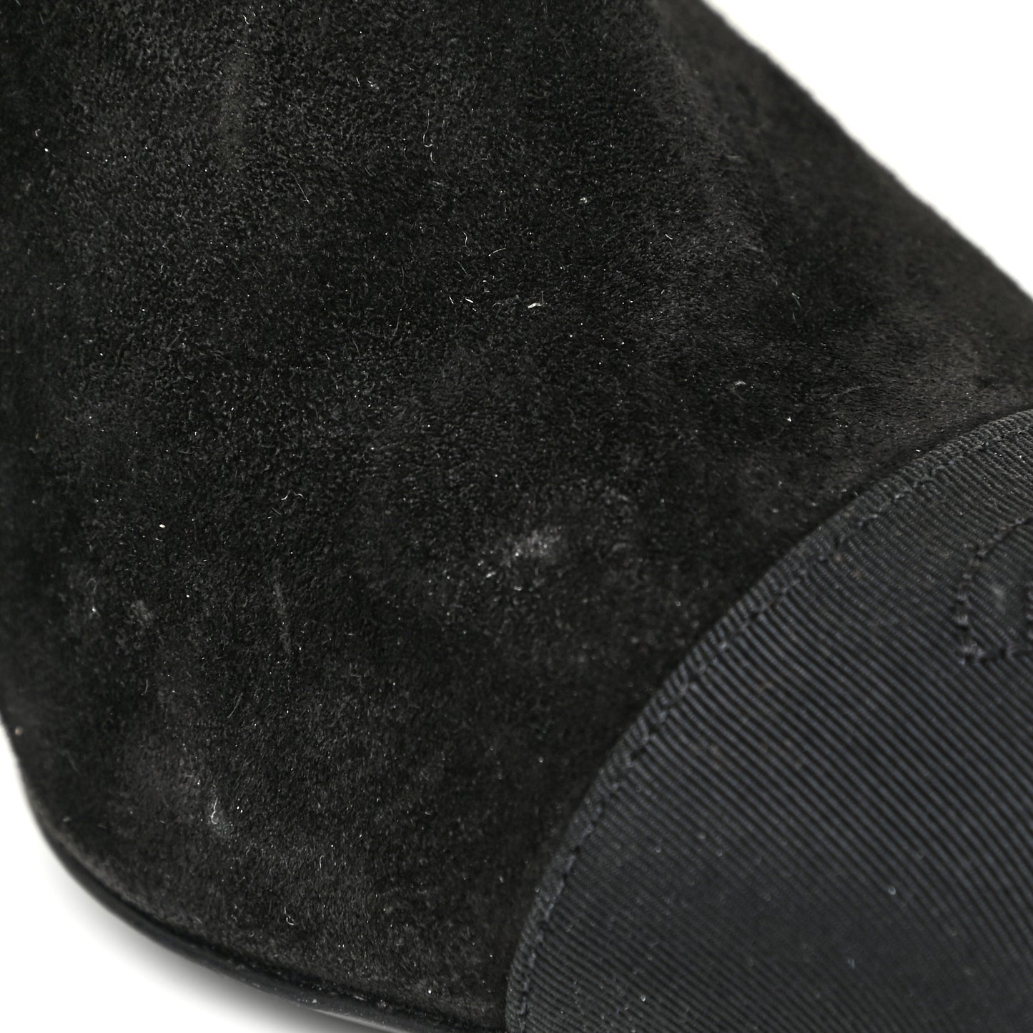 Suede Grosgrain Pearl Ankle Boots 35.5 Black