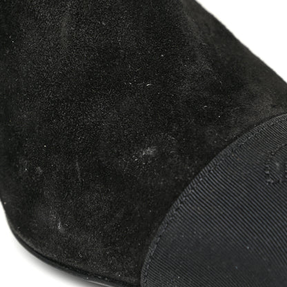Chanel Suede Grosgrain Pearl Ankle Boots 35.5 Black 21 of 25