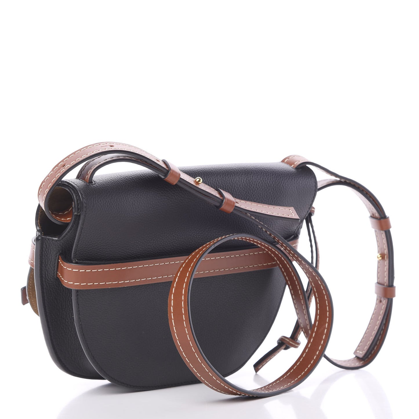 Grained Calfskin Small Gate Crossbody Bag Pecan Black