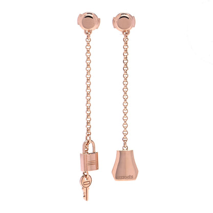 Hermes 18K Rose Gold Kelly Clochette Earrings 1 of 7
