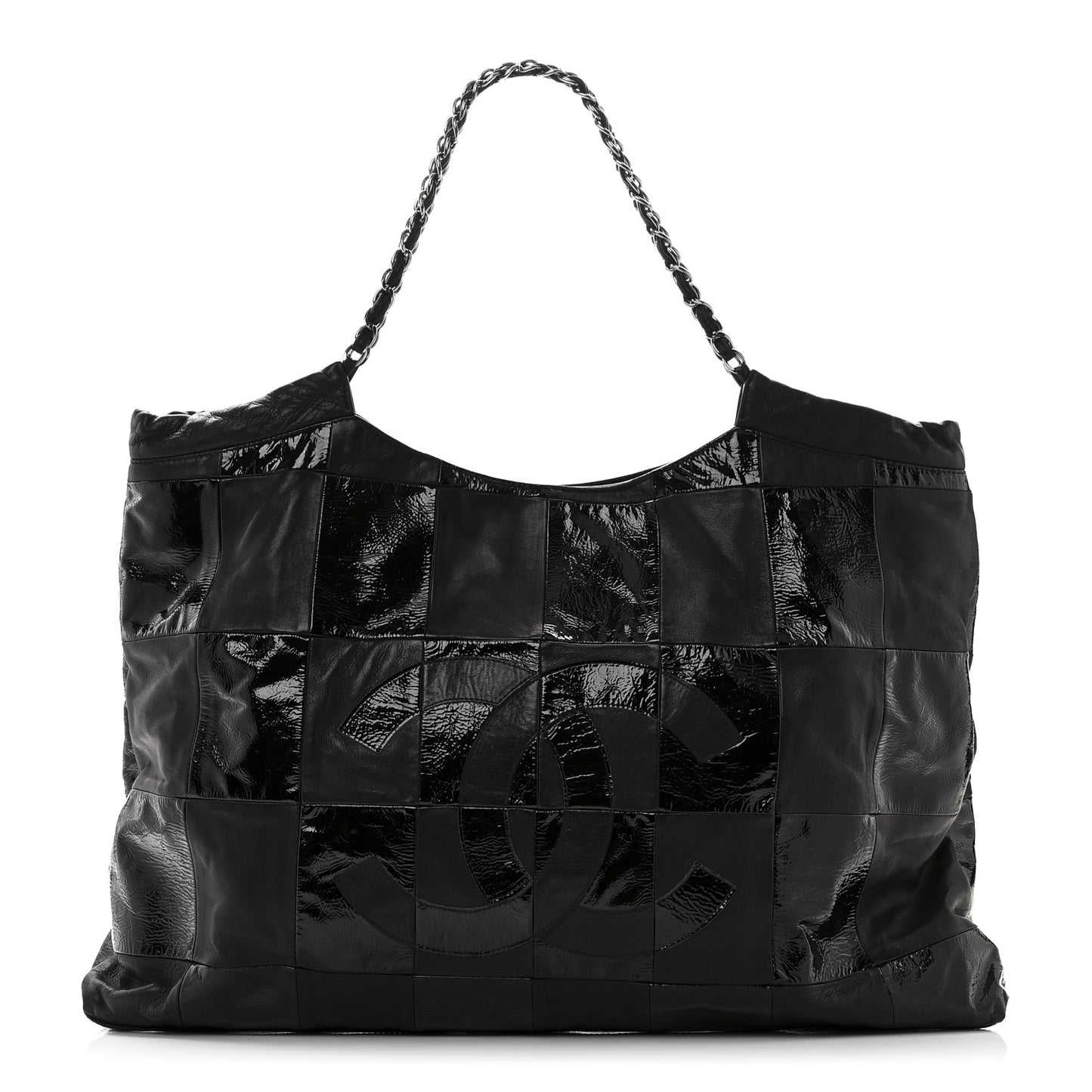 Patent Patchwork Large Brooklyn Tote Black