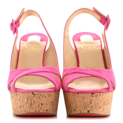 Christian Louboutin Suede Cork Reine De Liege 120 Wedges 38 Pinup 3 of 9
