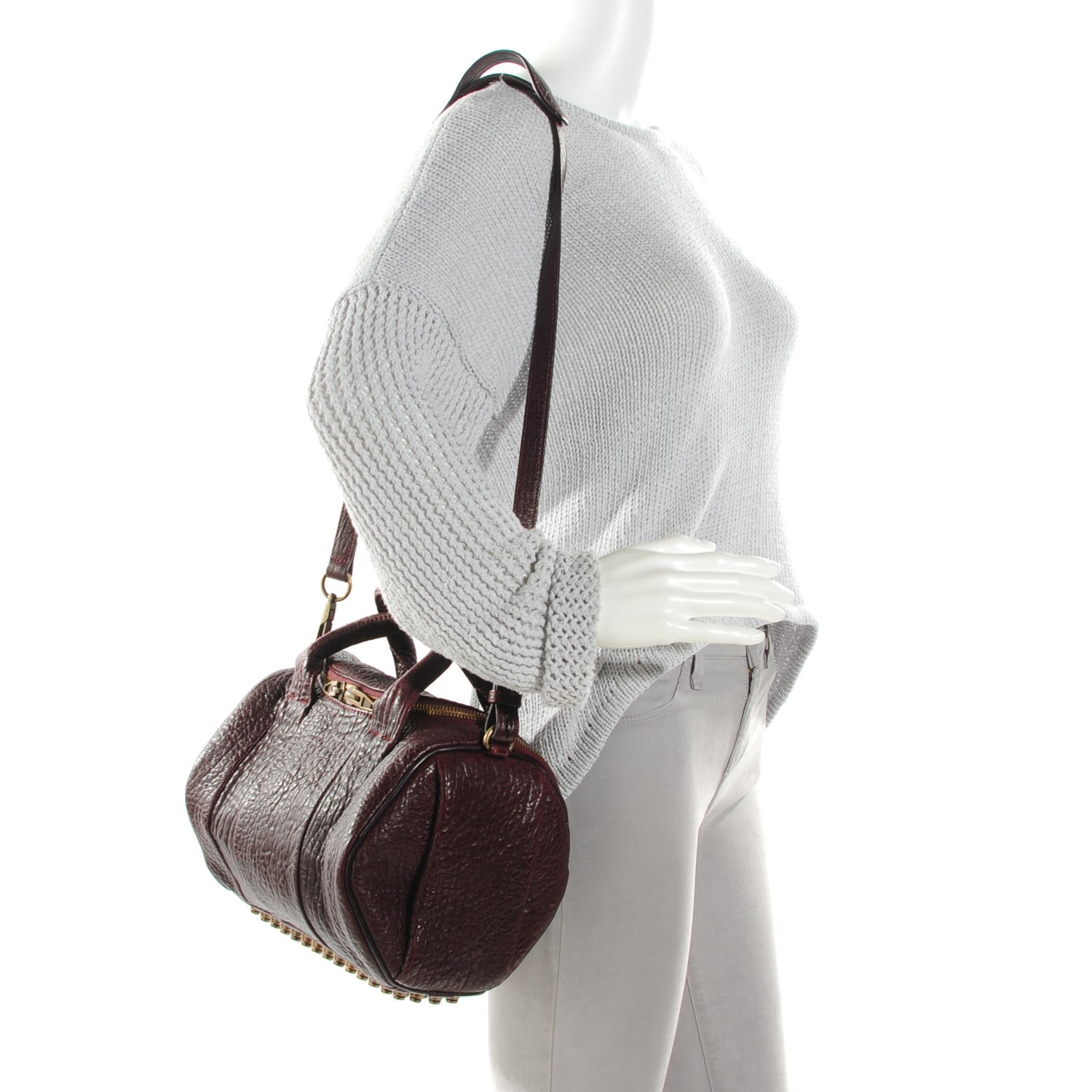 Alexander Wang Pebbled Lambskin Rockie Beet Antique Brass Hardware 2 of 8