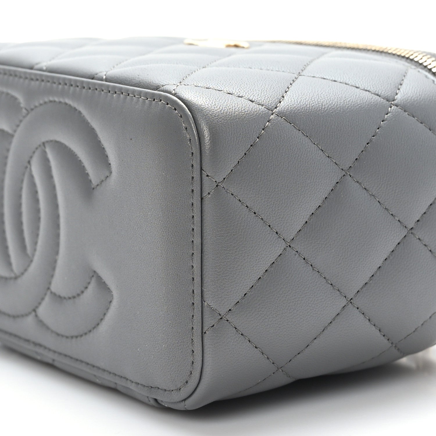Chanel Lambskin Quilted Small Top Handle Vanity Case With Chain Dark Grey 11 of 12