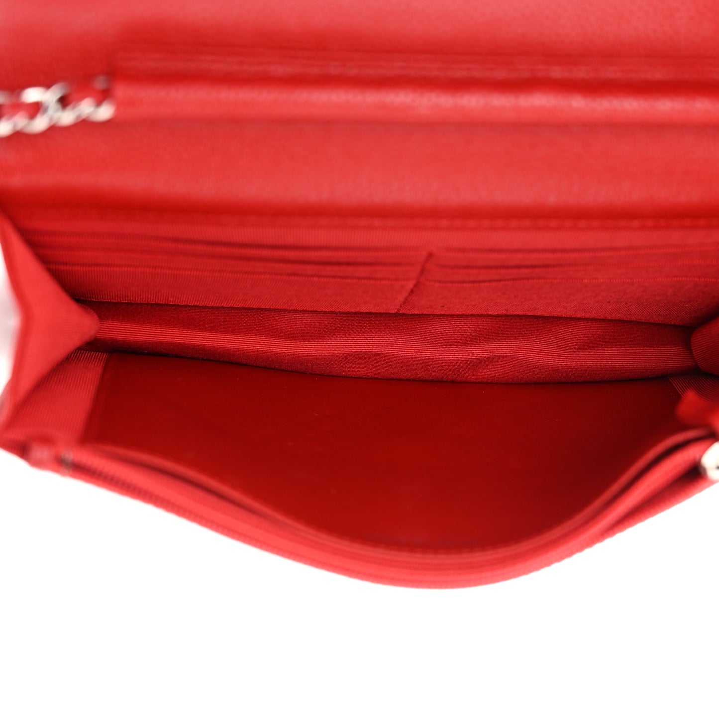 Caviar Quilted Wallet on Chain WOC Red