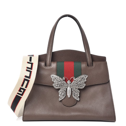 Gucci Textured Calfskin Web Crystal Butterfly Stripe Medium Totem Top Handle Bag New Acero 1 of 10