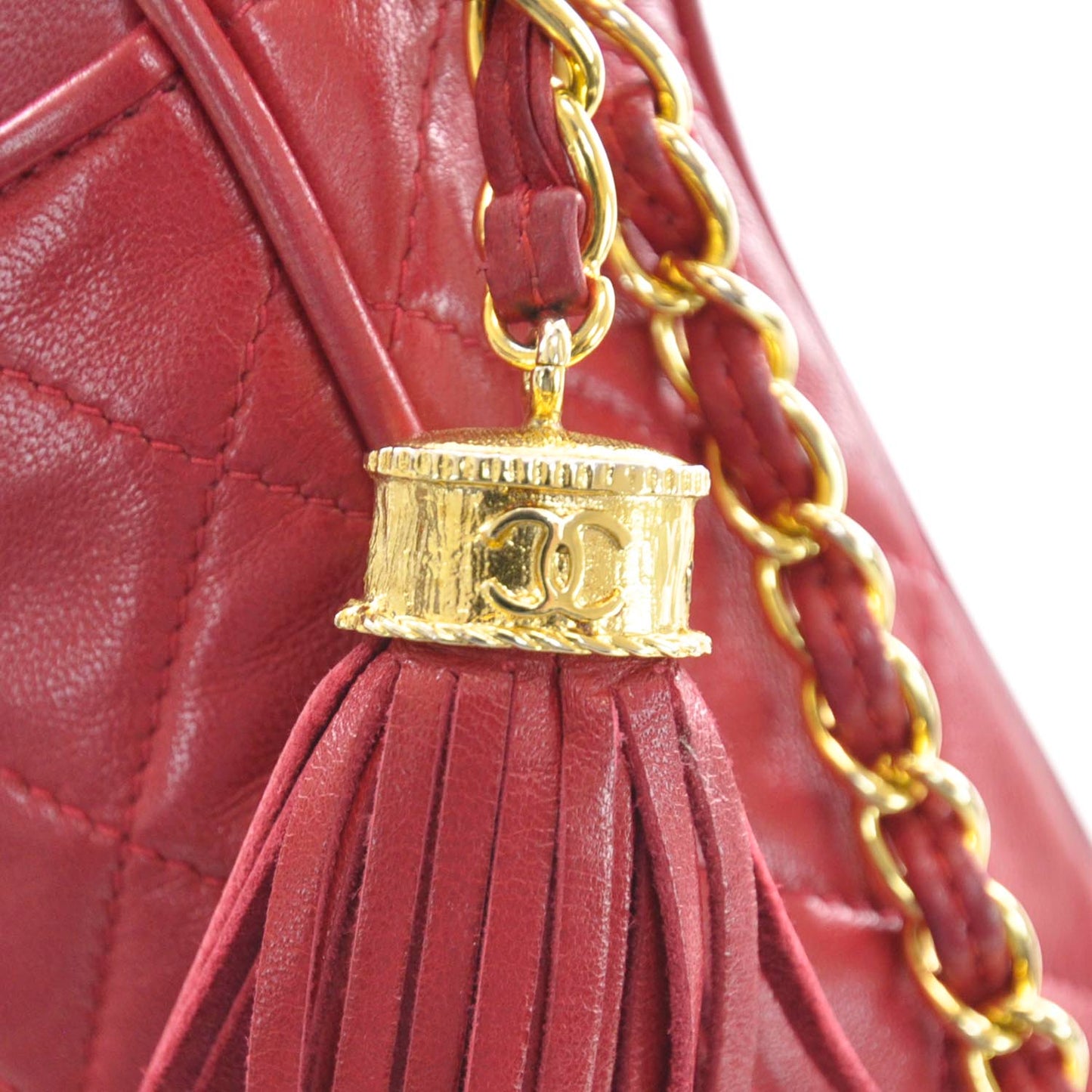 Lambskin Tassel Camera Case Red