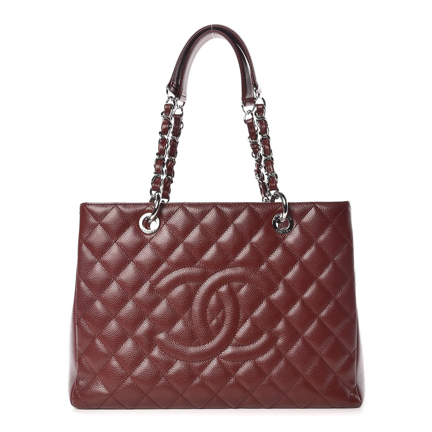 Caviar Quilted Grand Shopping Tote GST Burgundy