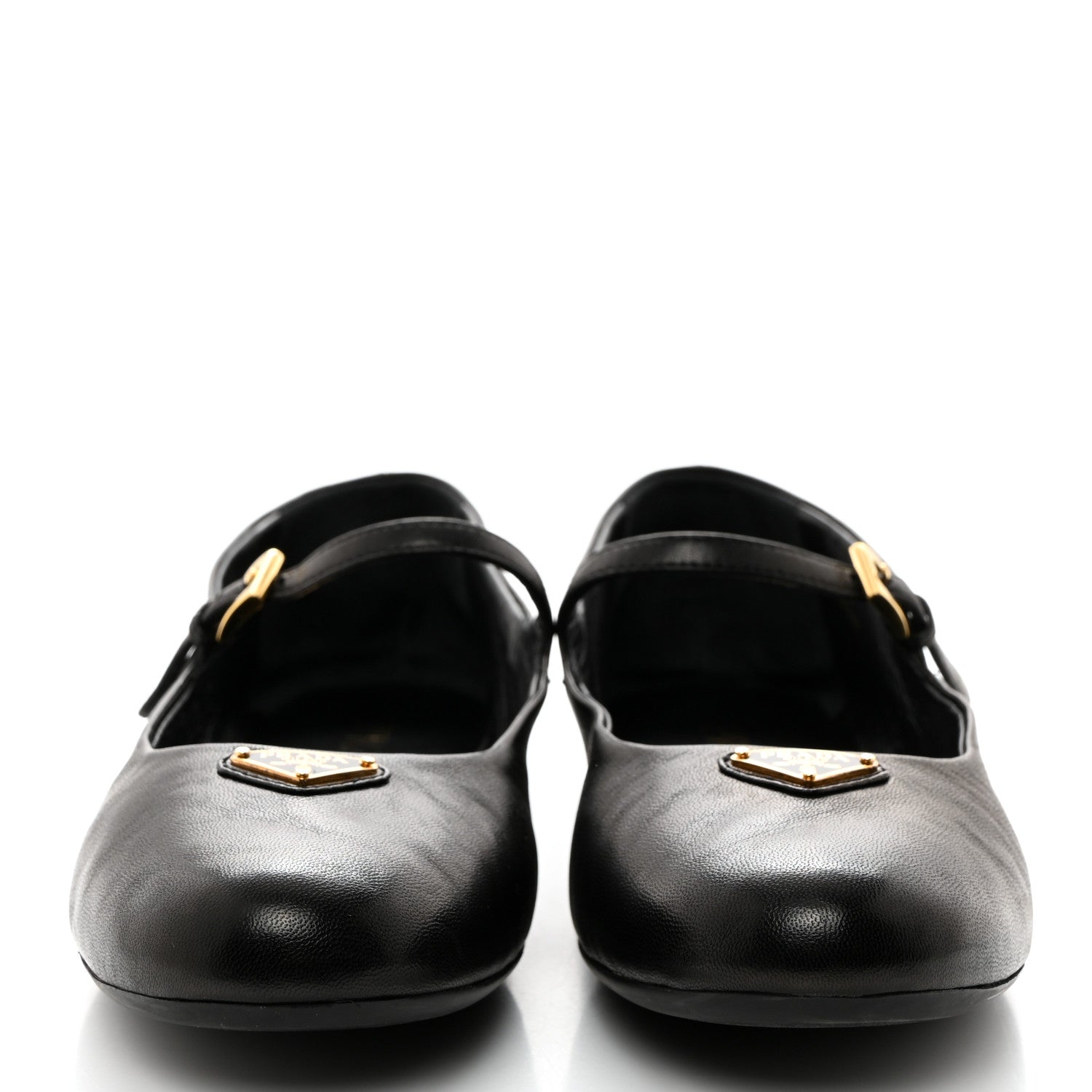 Prada Nappa Metal Triangle Logo Ballet Flats 39 Black 2 of 9