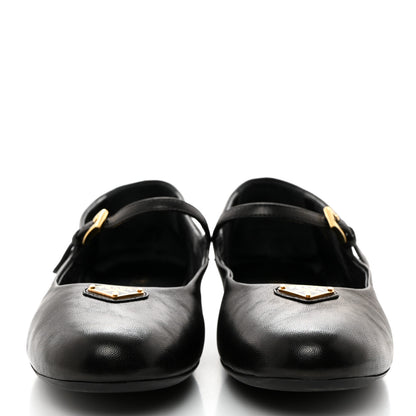 Prada Nappa Metal Triangle Logo Ballet Flats 39 Black 2 of 9