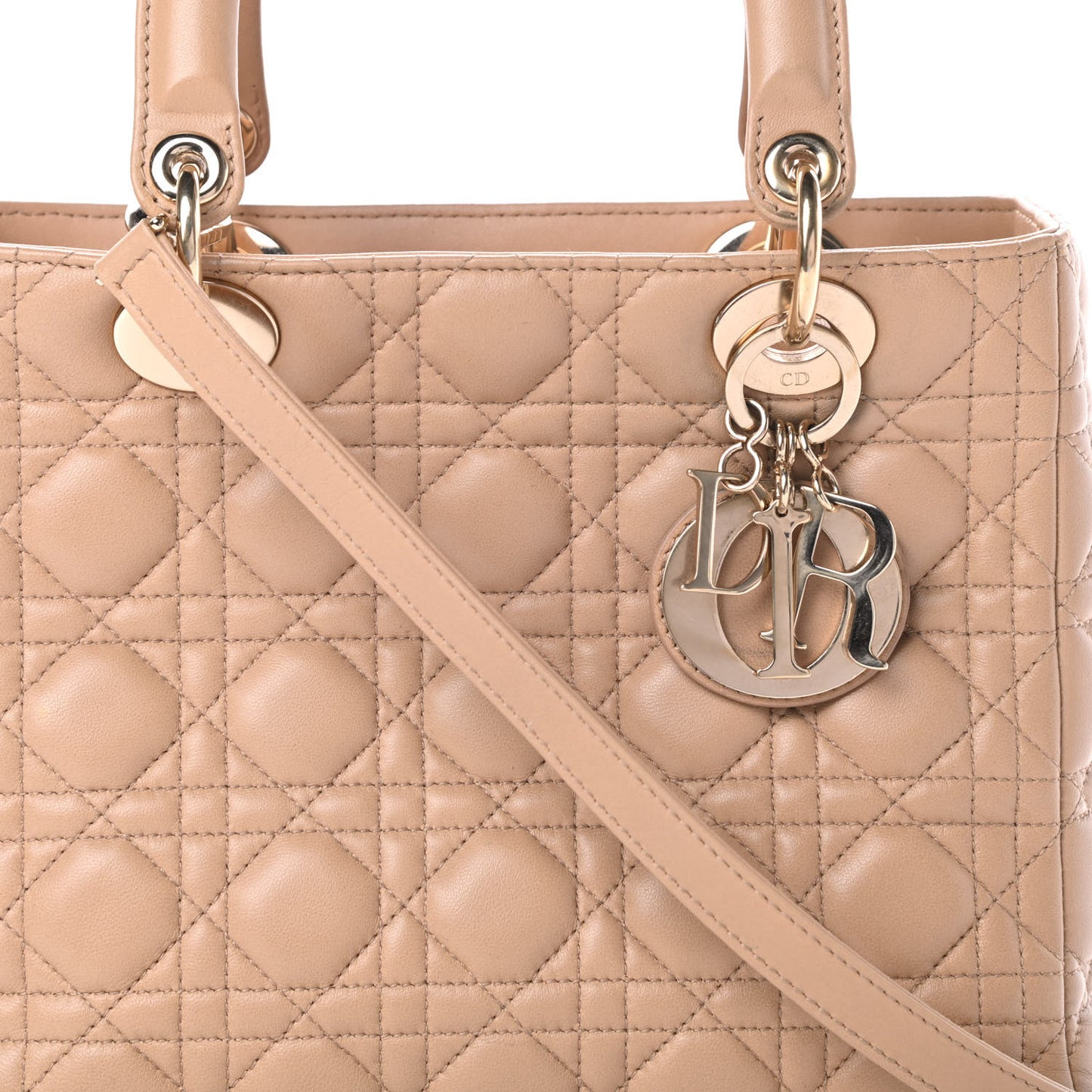 Lambskin Cannage Medium Lady Dior Beige