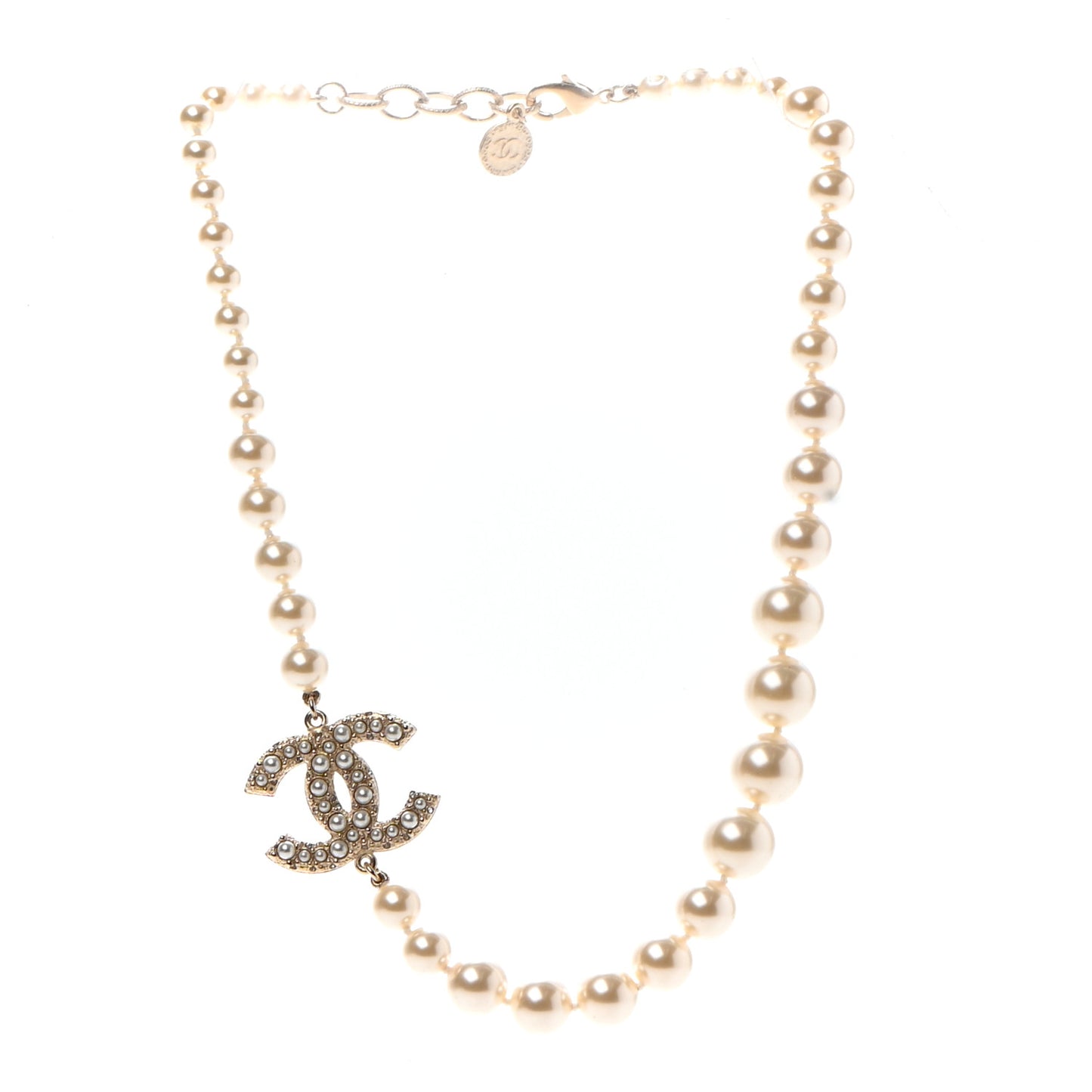 Pearl CC 100th Anniversary Necklace Light Gold