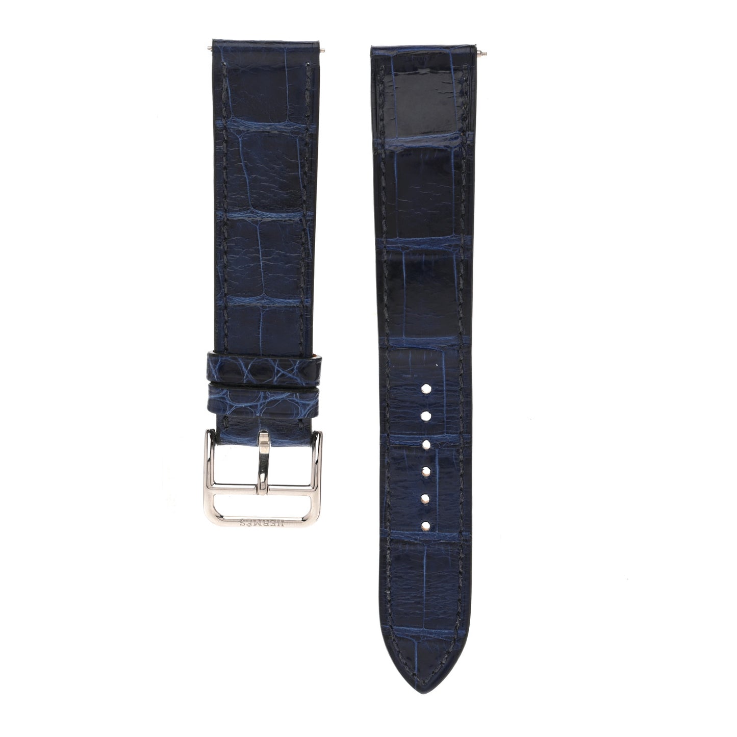 Shiny Alligator Heure H Hour Watch Strap Bleu Roi